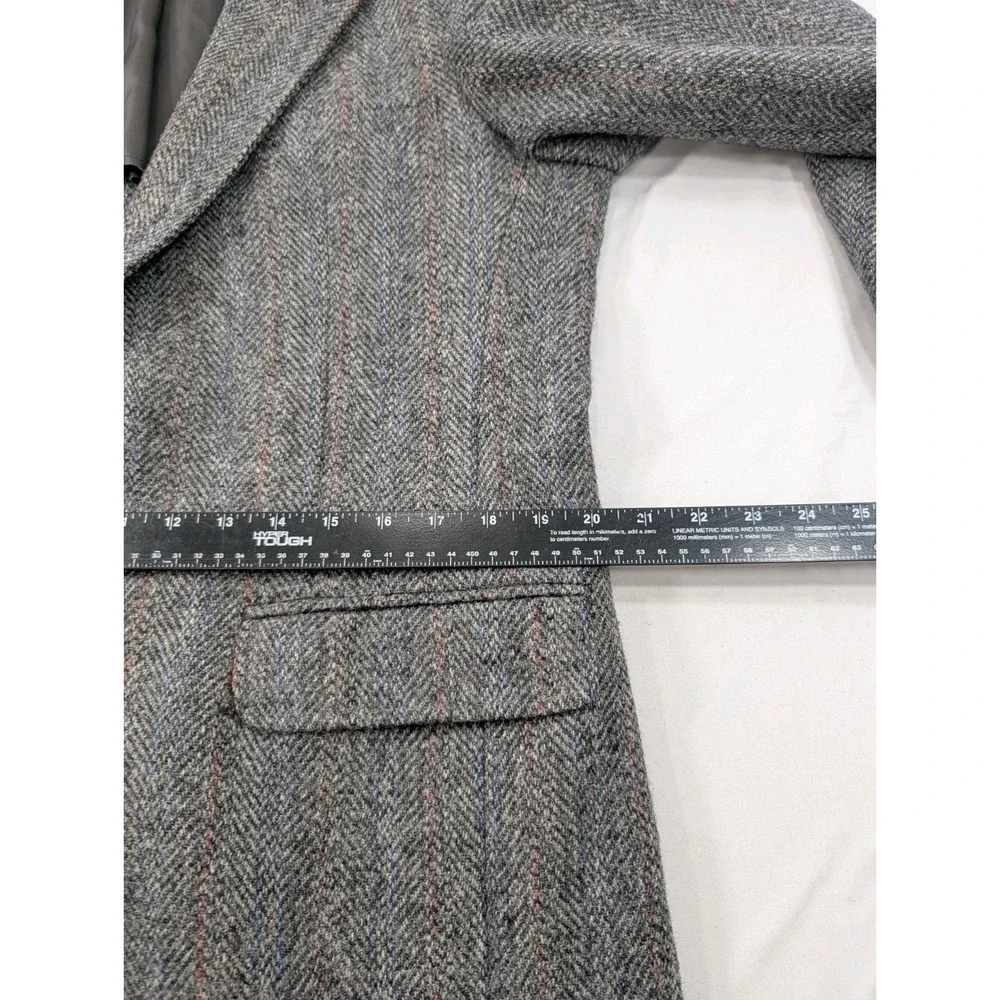 VTG Harris Tweed Beaconsfield Blazer Sport Coat Mens 42L Slim Gray Wool 90s